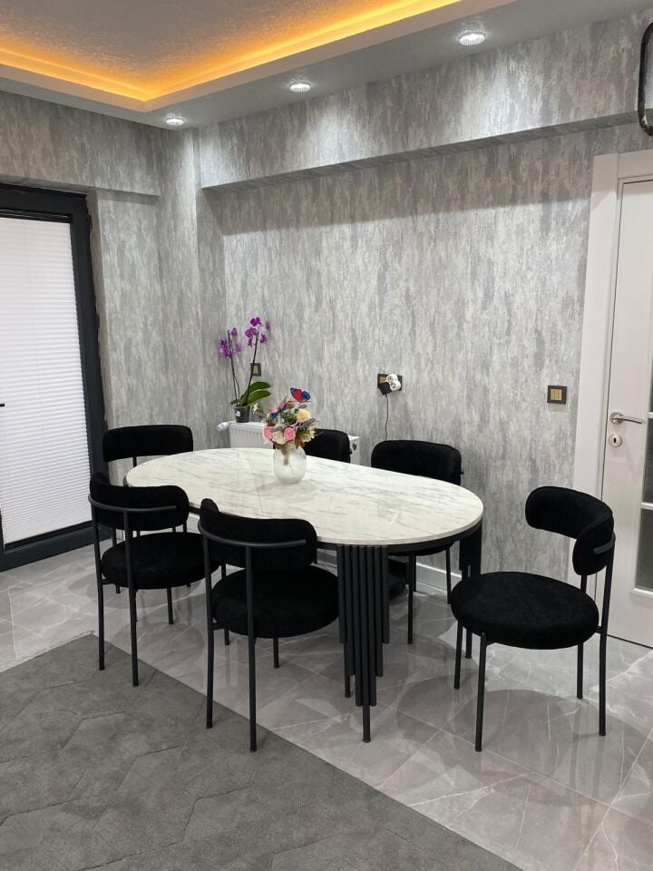 Marmo Çubuk Masa + Tedy Sandalye Takımı