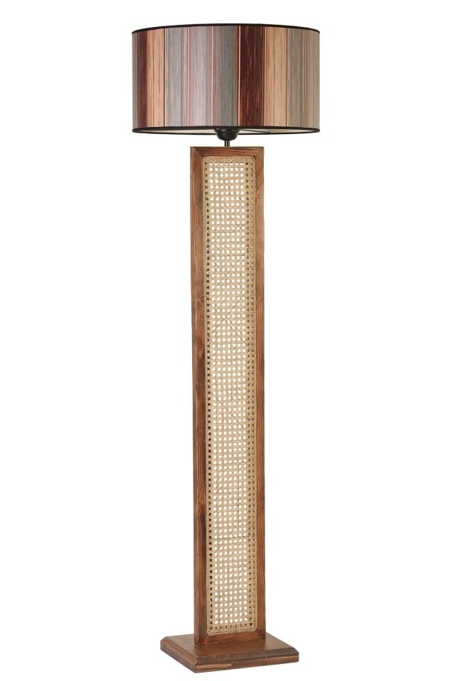 Ribon Ceviz Silindir Renkli Abajurlu Lambader