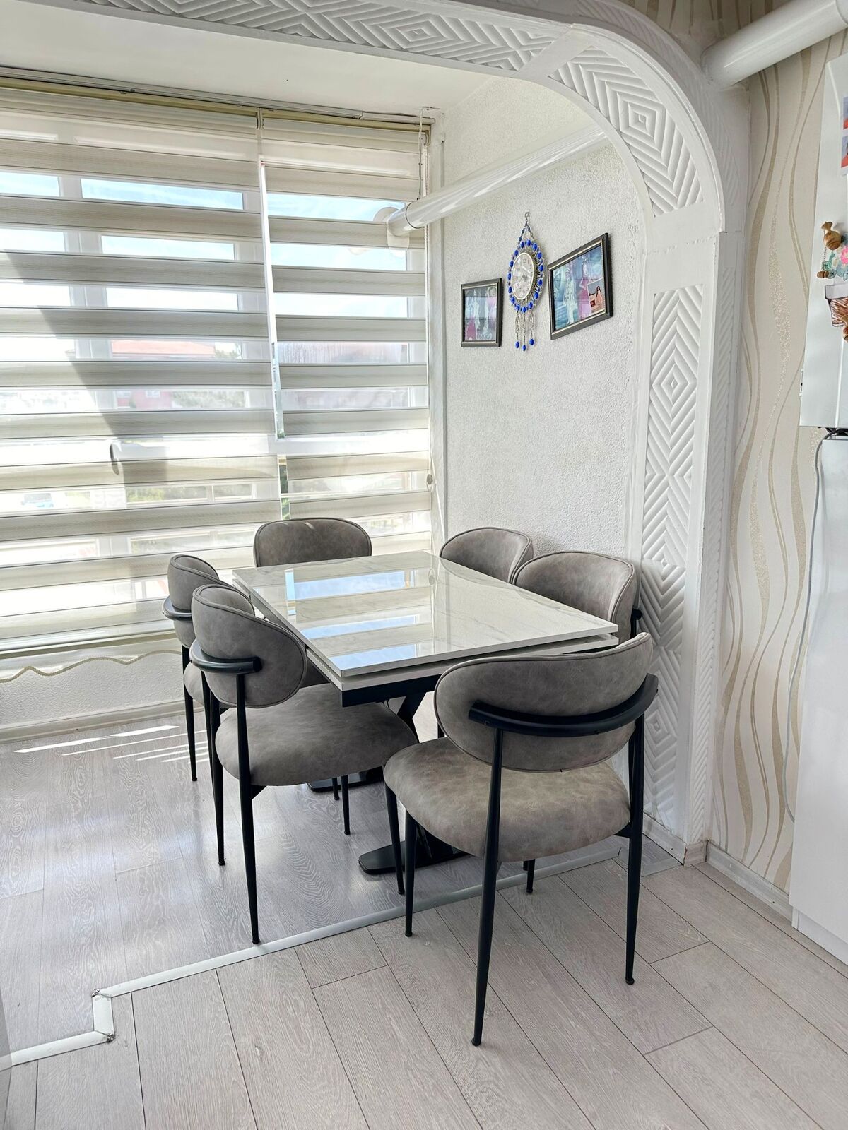 Marmo X Açılır Masa + Metal Polo Sandalye Takımı