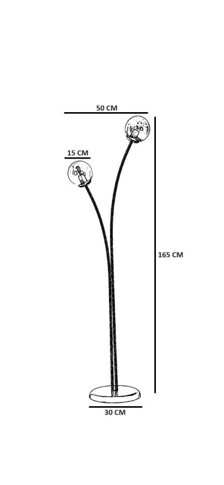 Rose 2'li Siyah Beyaz Camlı Lambader