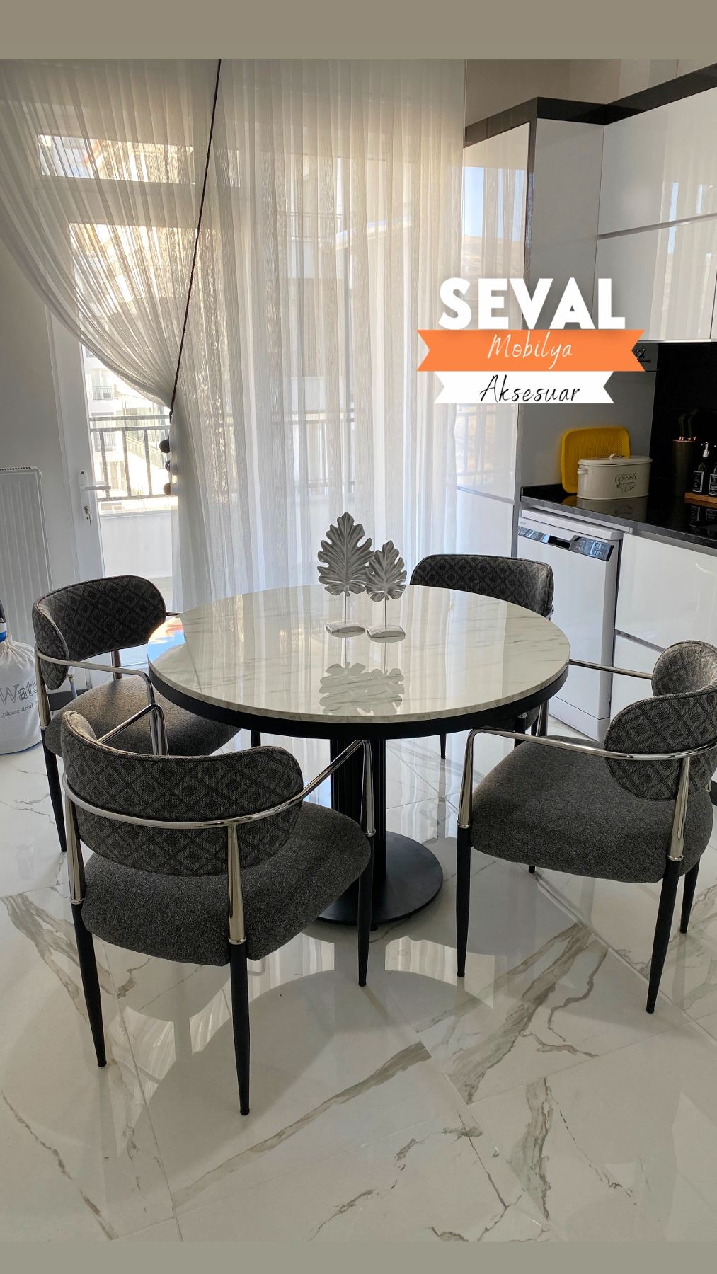 Marmo Poyraz Masa Sandalye Takımı