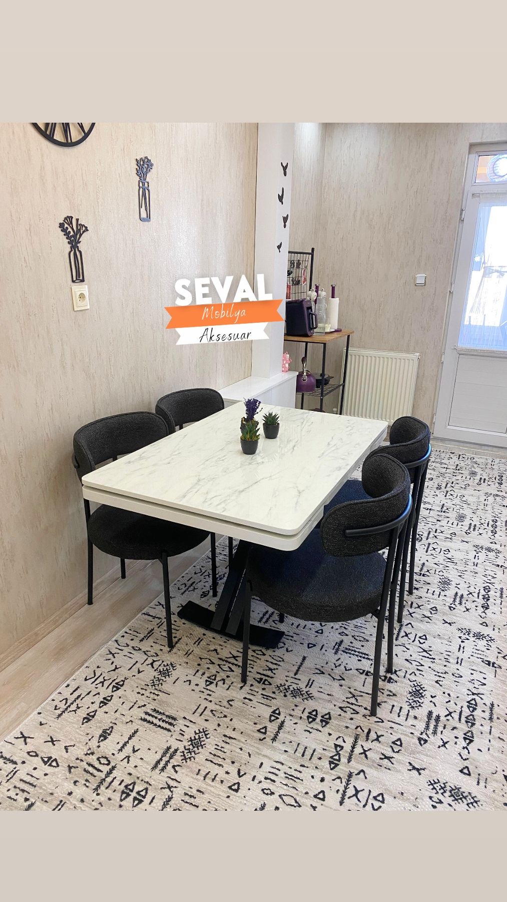 Marmo Deniz Açılır Masa + Tedy Sandalye Takımı