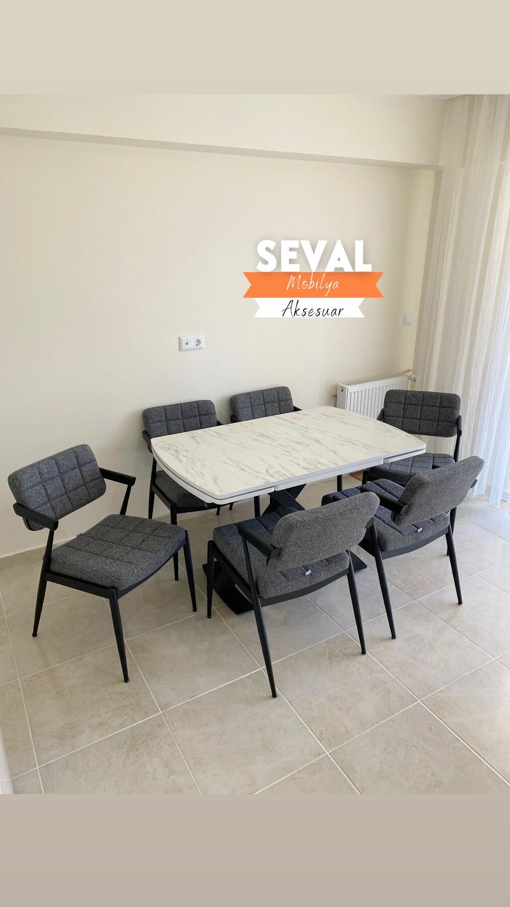 Marmo Gold Açılır Masa + Klas Sandalye Takımı