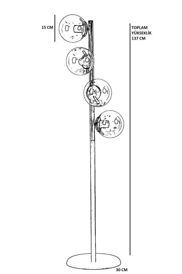Simay 4'lü Siyah Füme Camlı Lambader