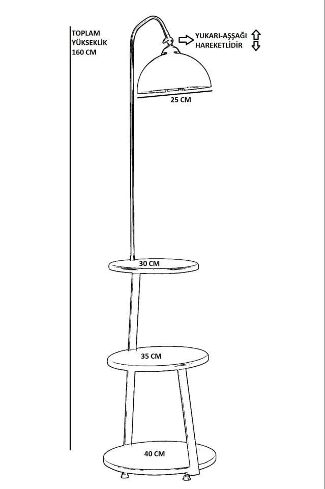 Sorti Siyah Sehpalı Retro 3 Başlıklı Lambader