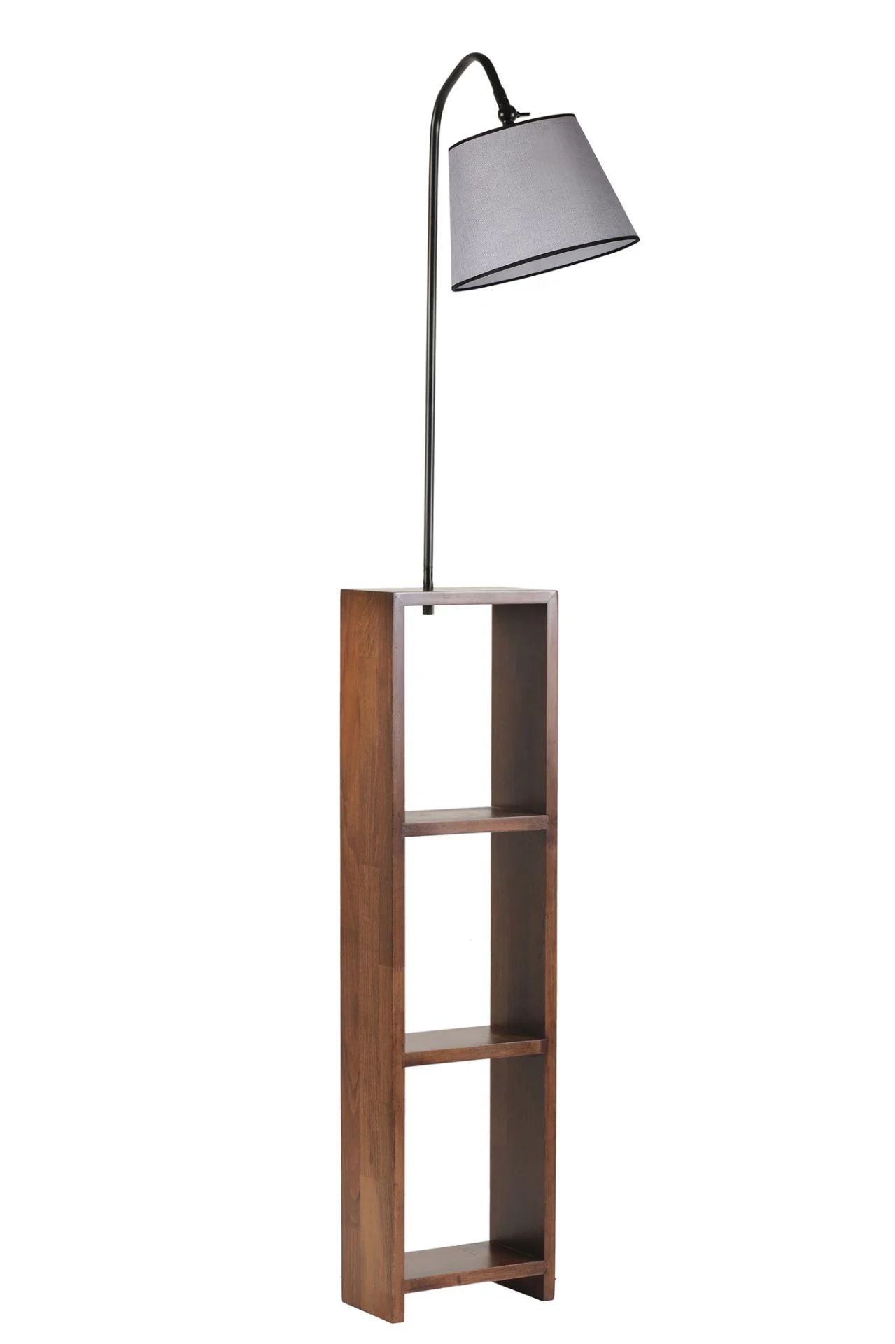 Stelo Siyah Sehpalı Piramit Hasır Gri Abajurlu Lambader