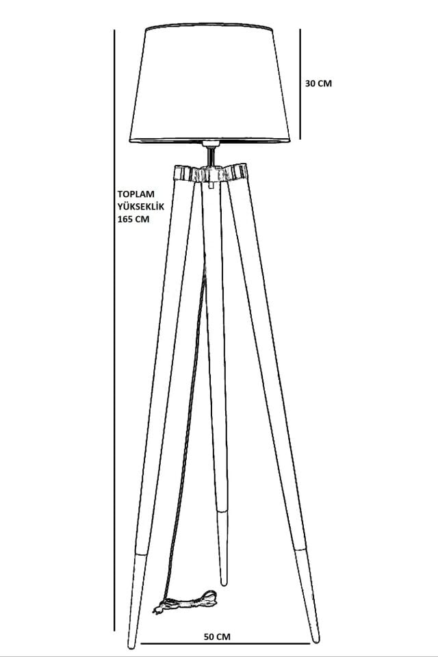 Stil Ceviz Eskitme Piramit Açık Hasır Abajurlu Lambader