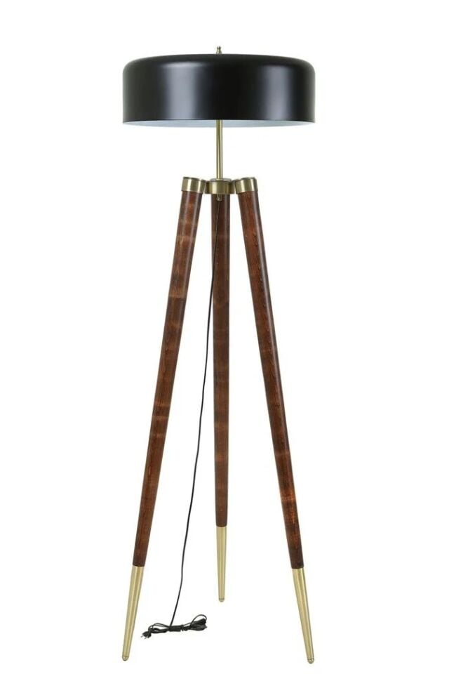 Stil Ceviz Siyah Büyük Retro 8 Başlıklı Lambader