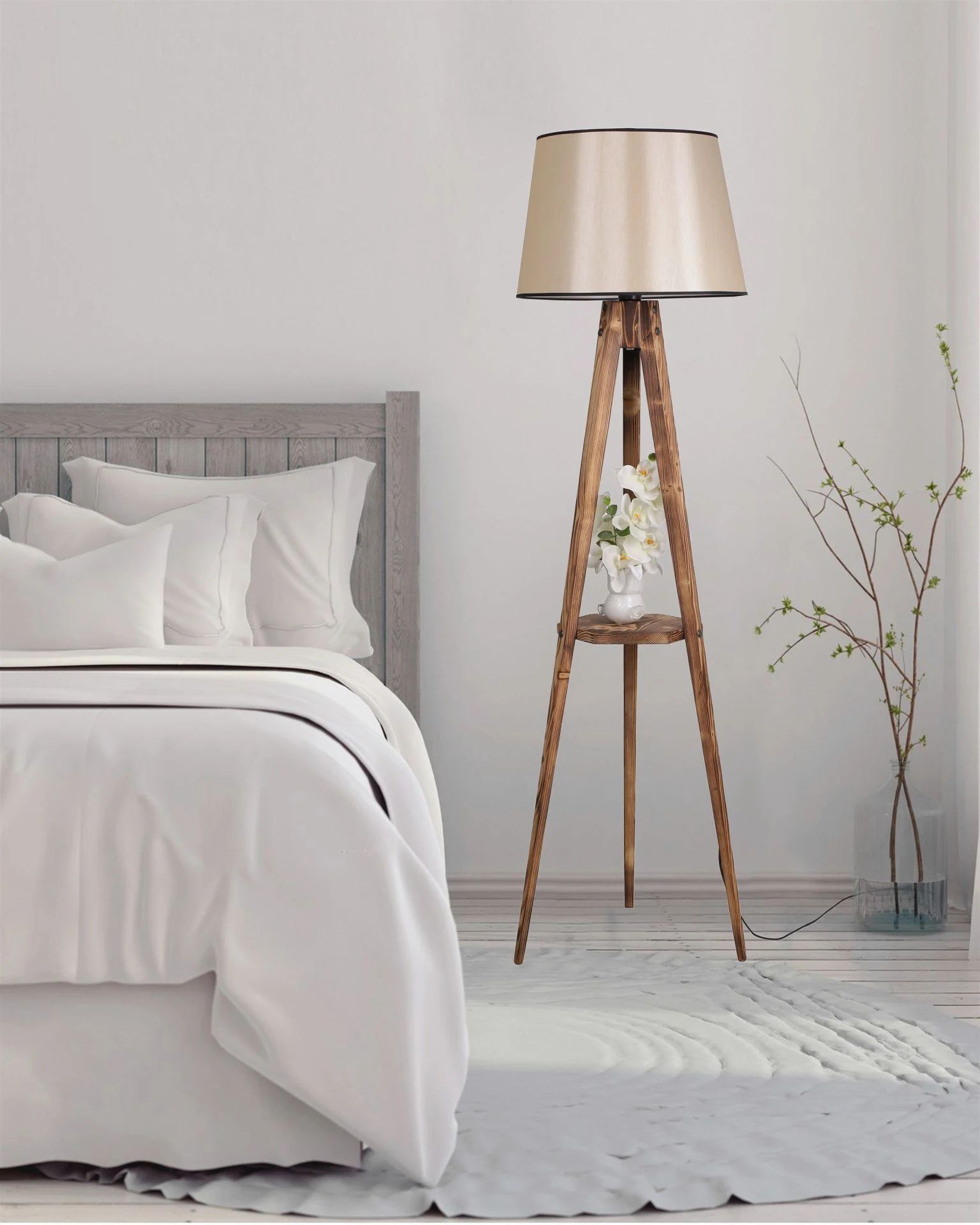 Tripod Yanık Sehpalı Piramit 15-3 Abajurlu Lambader