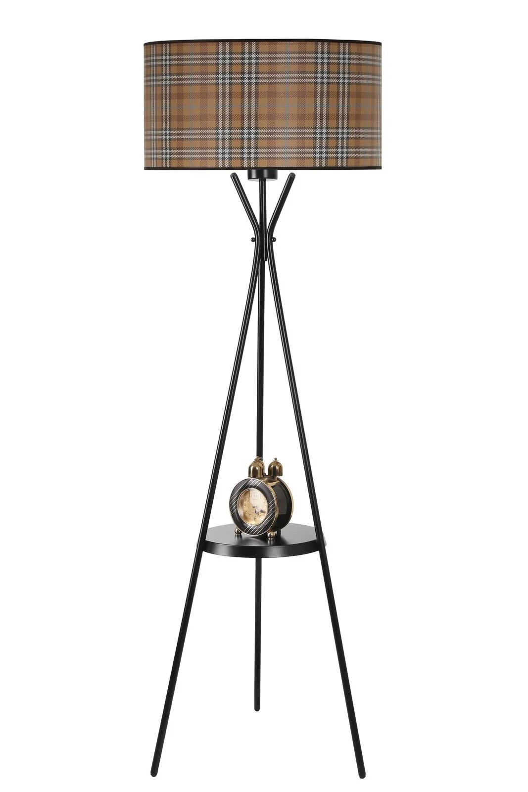 Venedik Siyah Sehpalı Silindir 02 Abajurlu Lambader