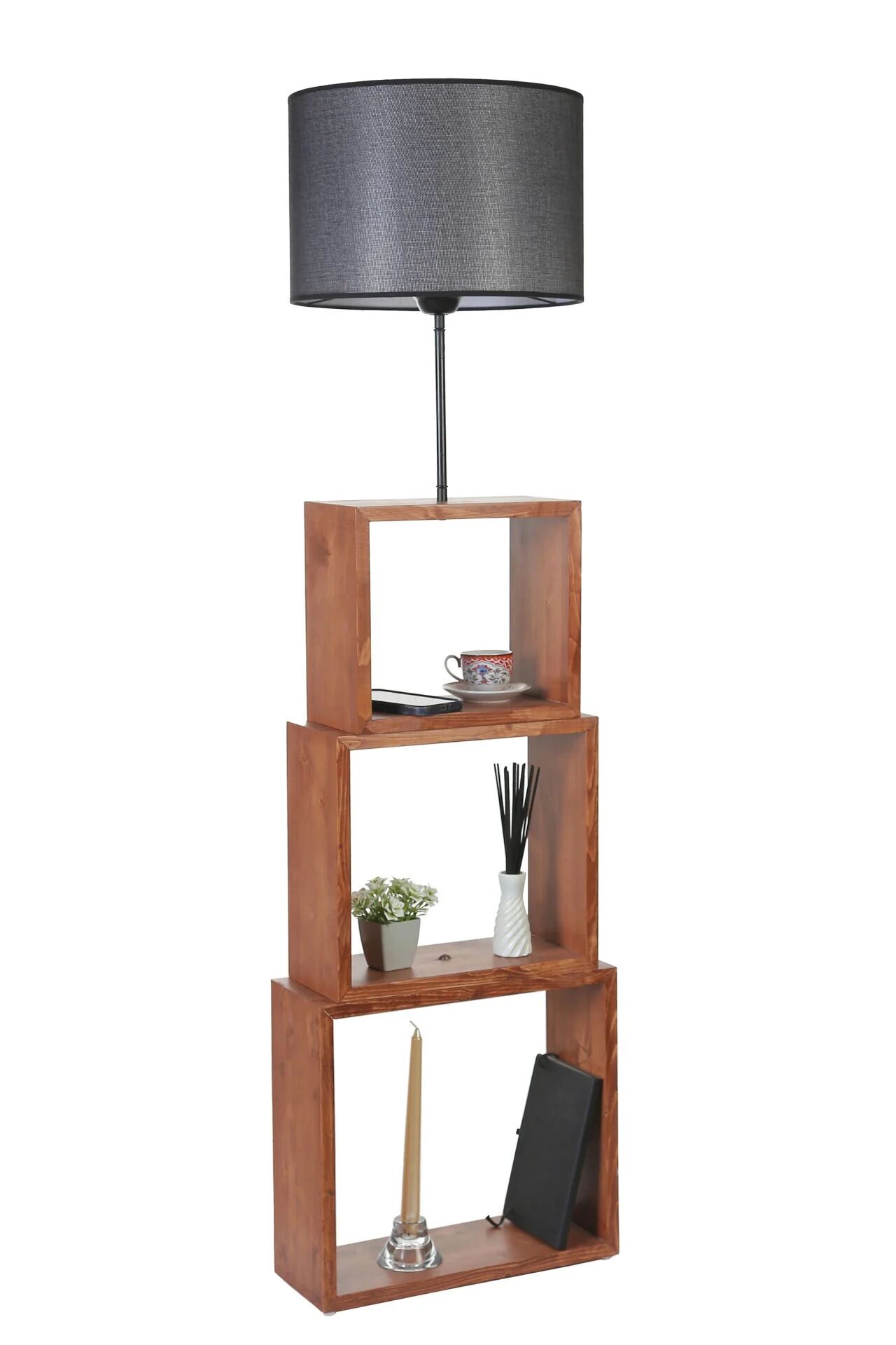 Viz Sehpalı Siyah Hasır Abajurlu Lambader