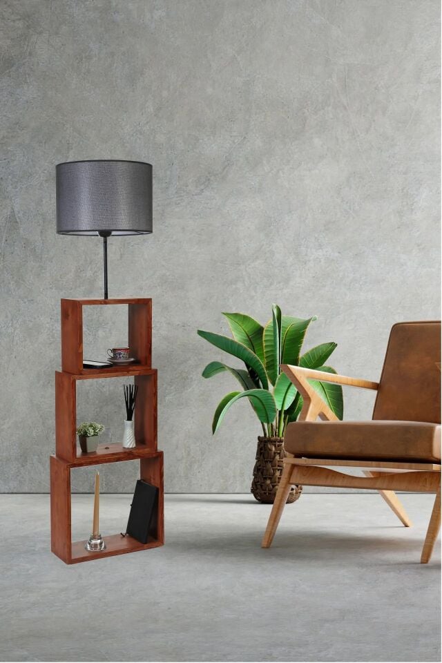 Viz Sehpalı Siyah Hasır Abajurlu Lambader