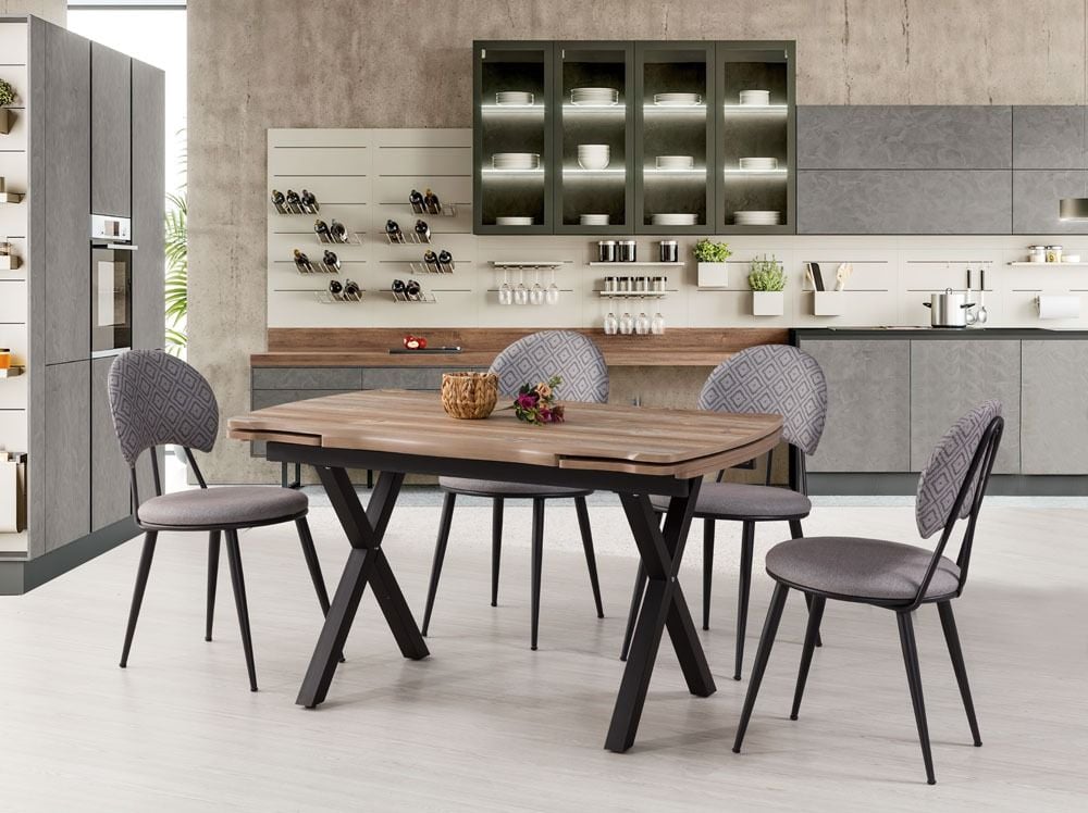 Kütük Gold Açılır Masa + Duru Sandalye Takımı