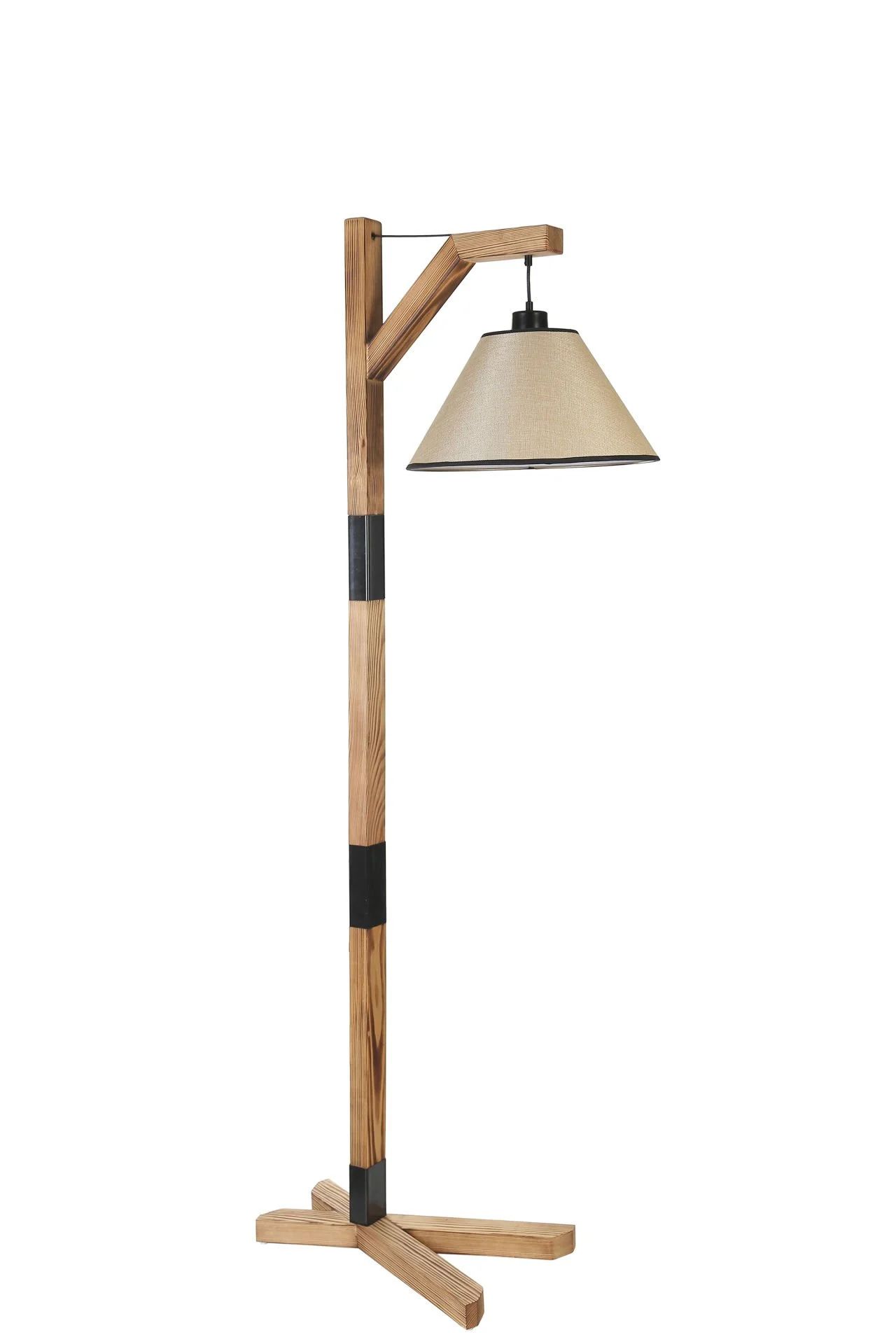 Yeni Liza Yanık Piramit Açık Hasır Abajurlu Lambader