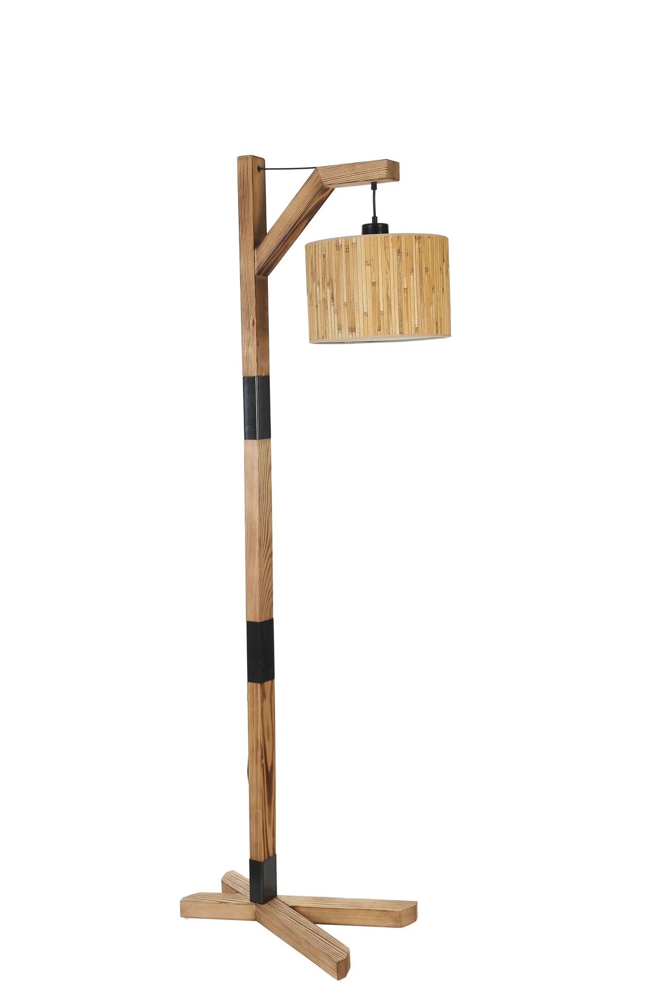 Yeni Liza Yanık Silindir Bambu 07 Abajurlu Lambader