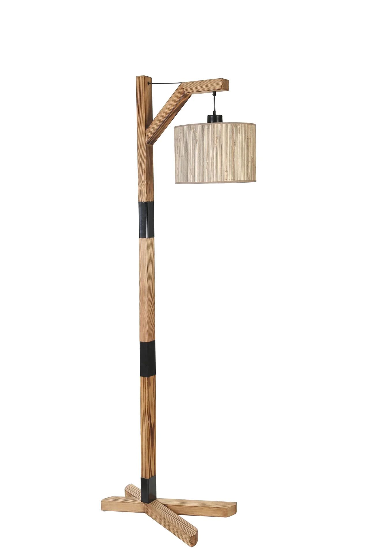 Yeni Liza Yanık Silindir Bambu 09 Abajurlu Lambader