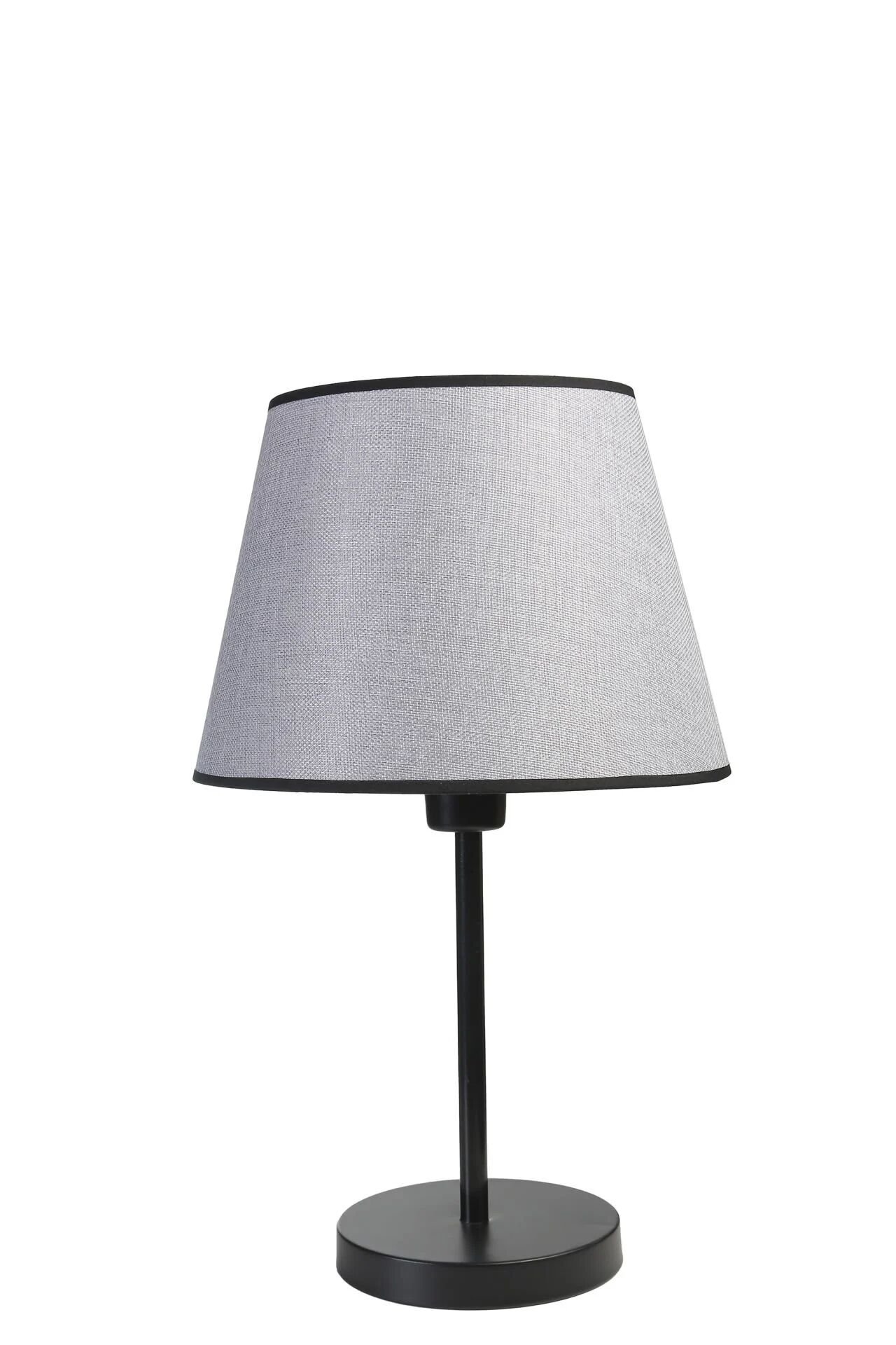 Ala Siyah Piramit Hasır Gri Abajurlu Masa Lambası