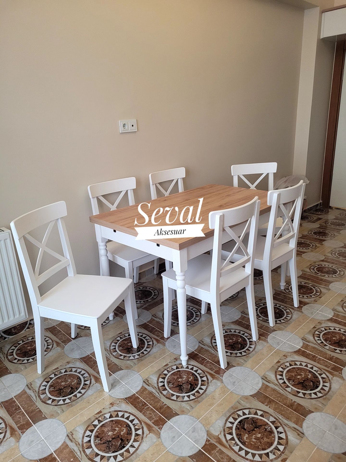 Savano Seval Masa + X Sandalye Takımı (6 Sandalyeli)
