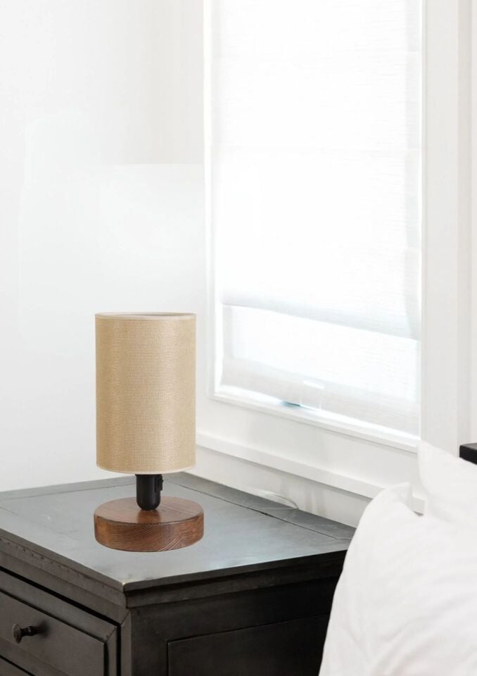 Ayça Ceviz Açık Hasır Abajurlu Masa Lambası