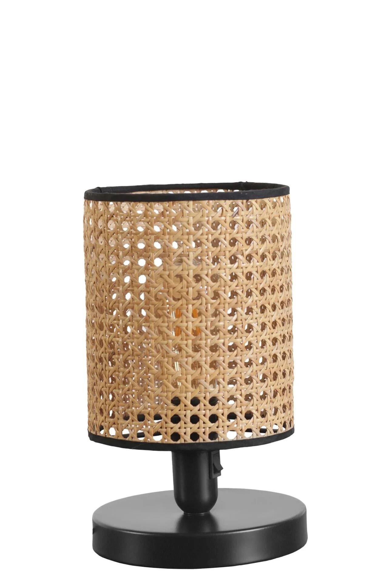 Ayça Siyah Rattan Abajurlu Masa Lambası