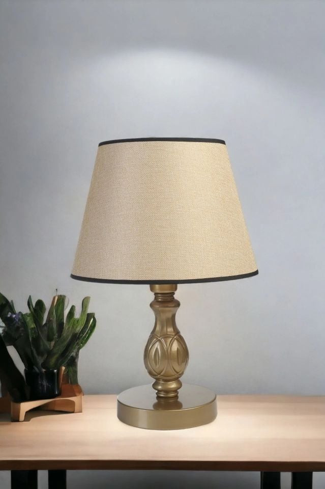 Olimpiyat Eskitme Piramit Açık Hasır Abajurlu Masa Lambası