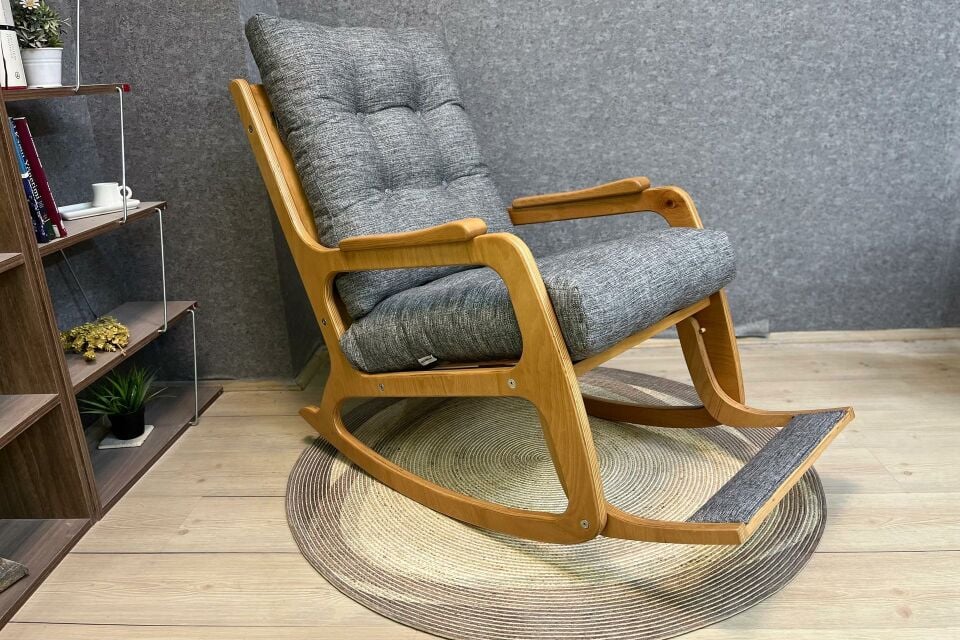 Kontes Gri - Naturel Sallanan Sandalye