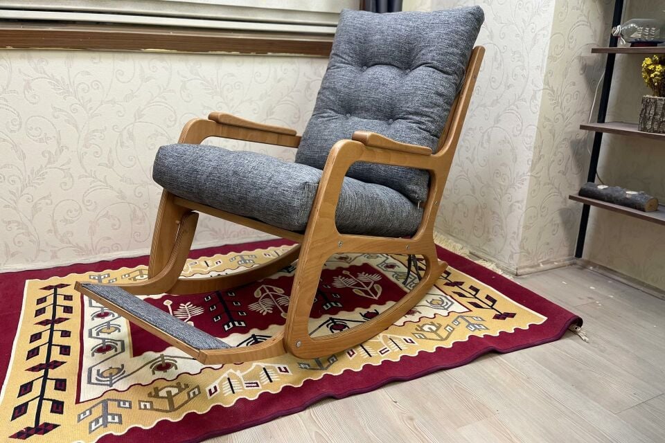 Kontes Gri - Naturel Sallanan Sandalye