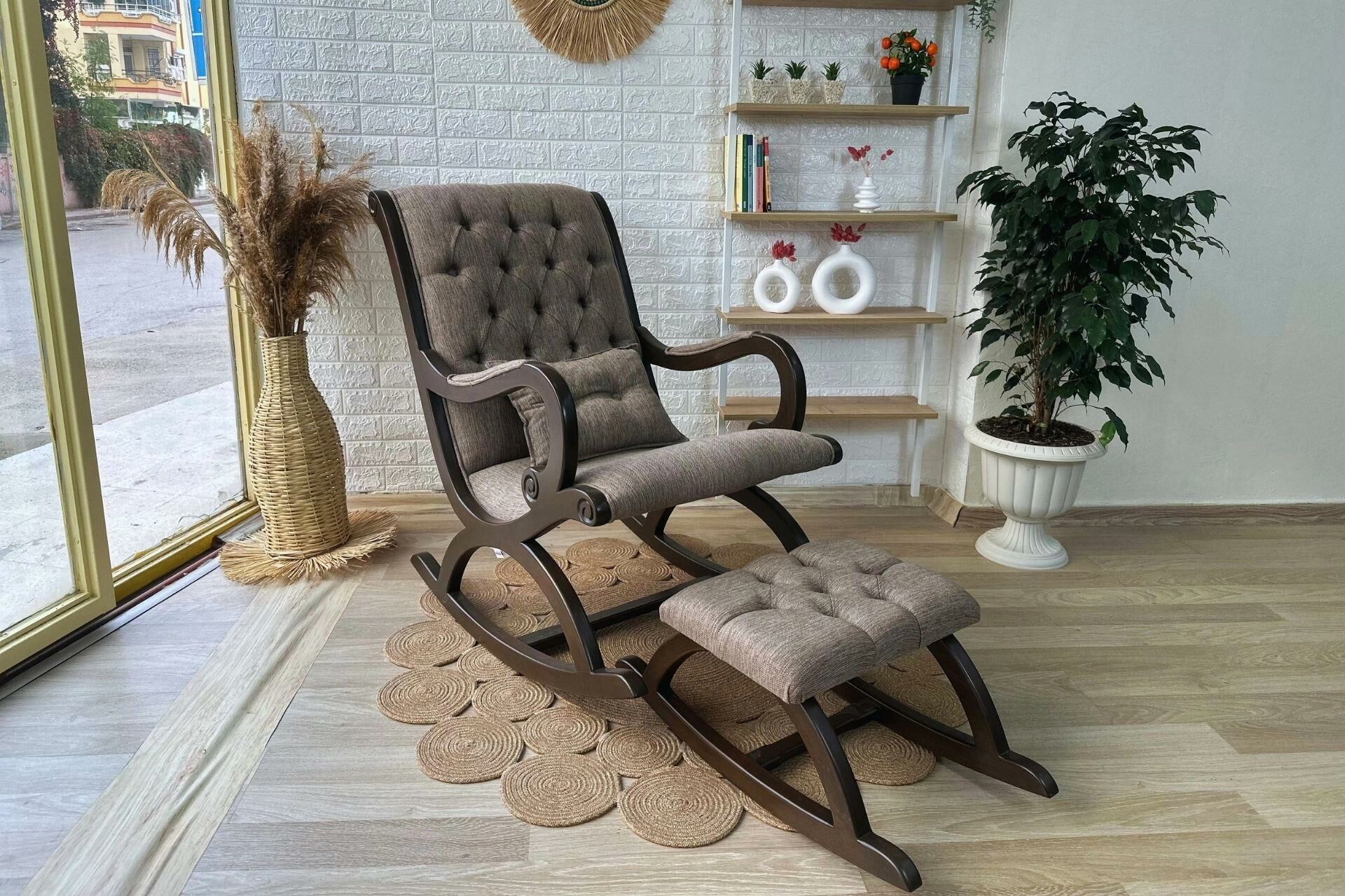 Rustik Kahve - Ceviz Sallanan Sandalye