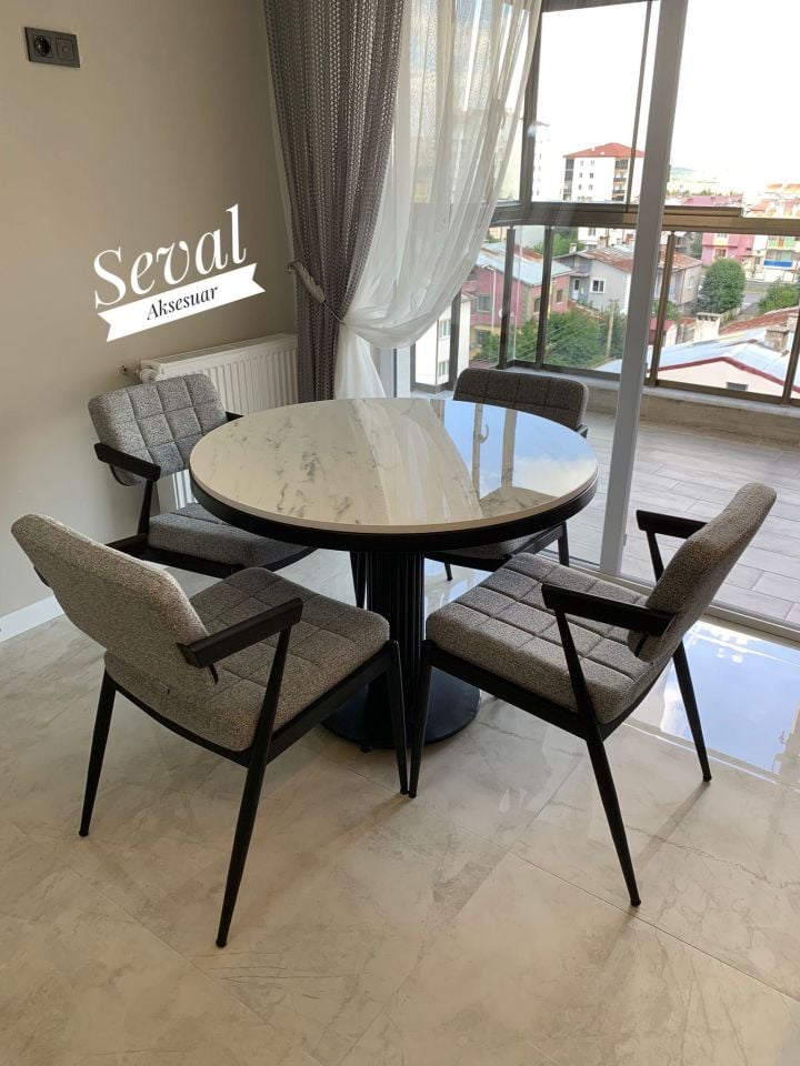 Marmo Poyraz Masa + Klas Sandalye Takımı