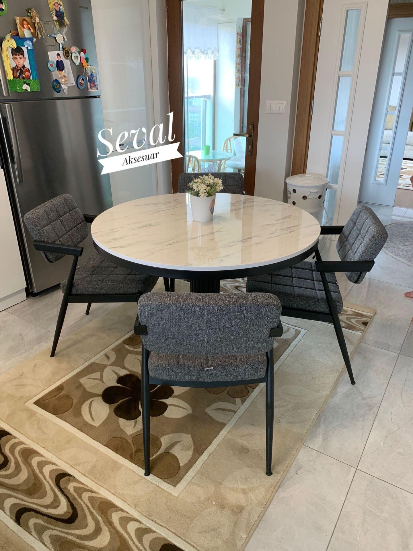 Marmo Poyraz Masa + Klas Sandalye Takımı