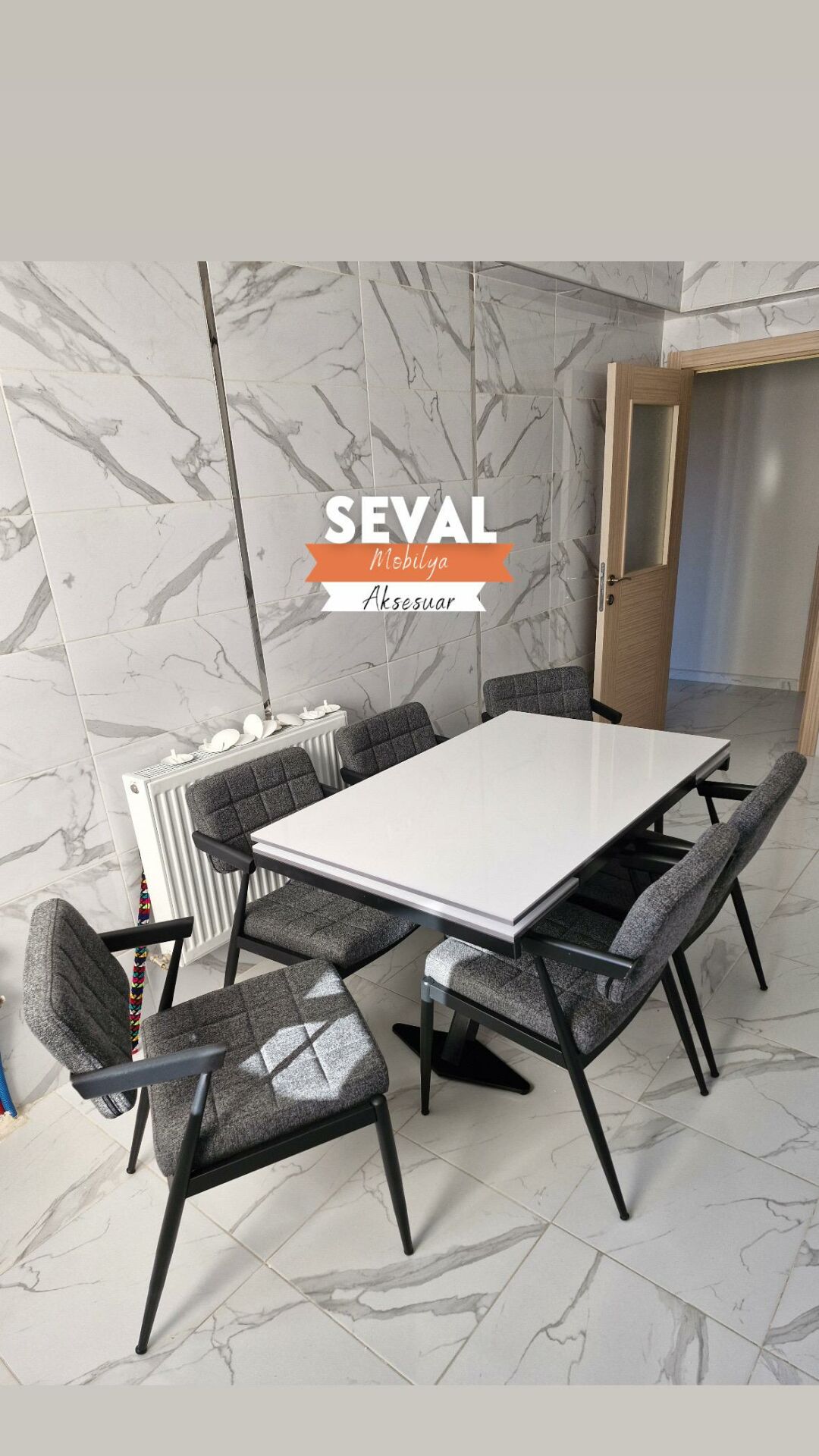 Beyaz X Masa + Klas Sandalye Takımı