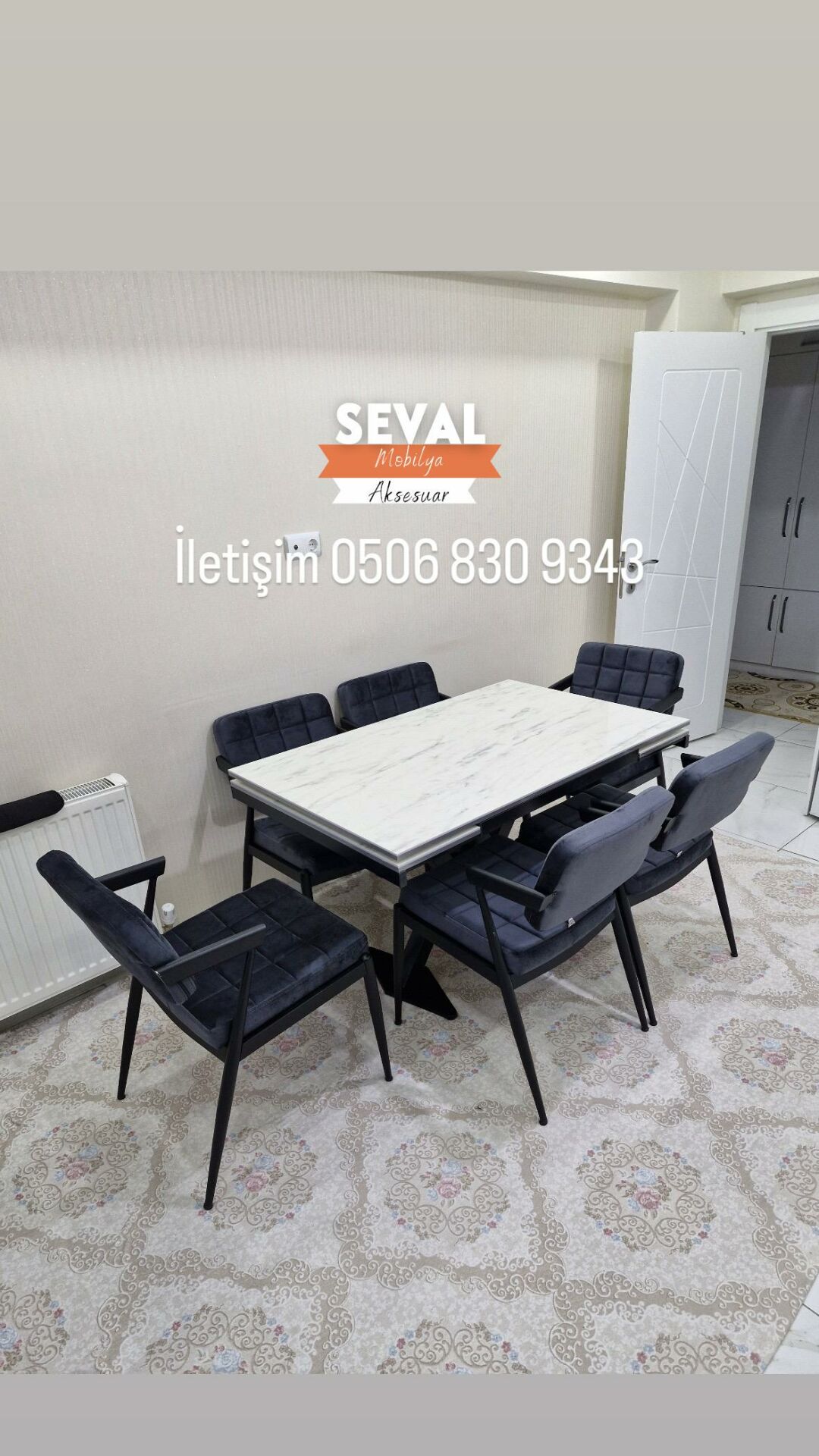 Marmo X Masa + Klas Sandalye Takımı