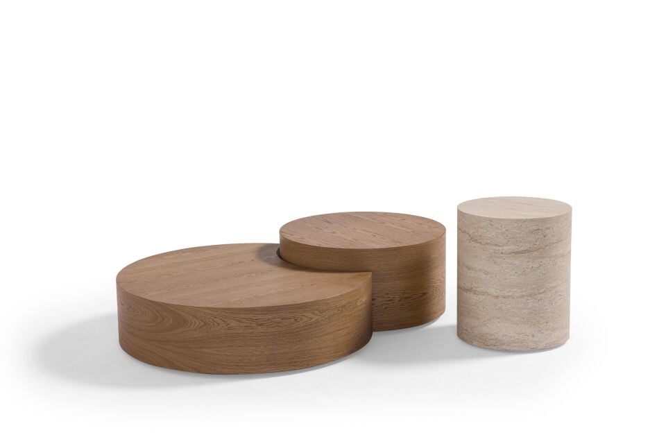 Apple Orta Sehpa Meşe + Traverten