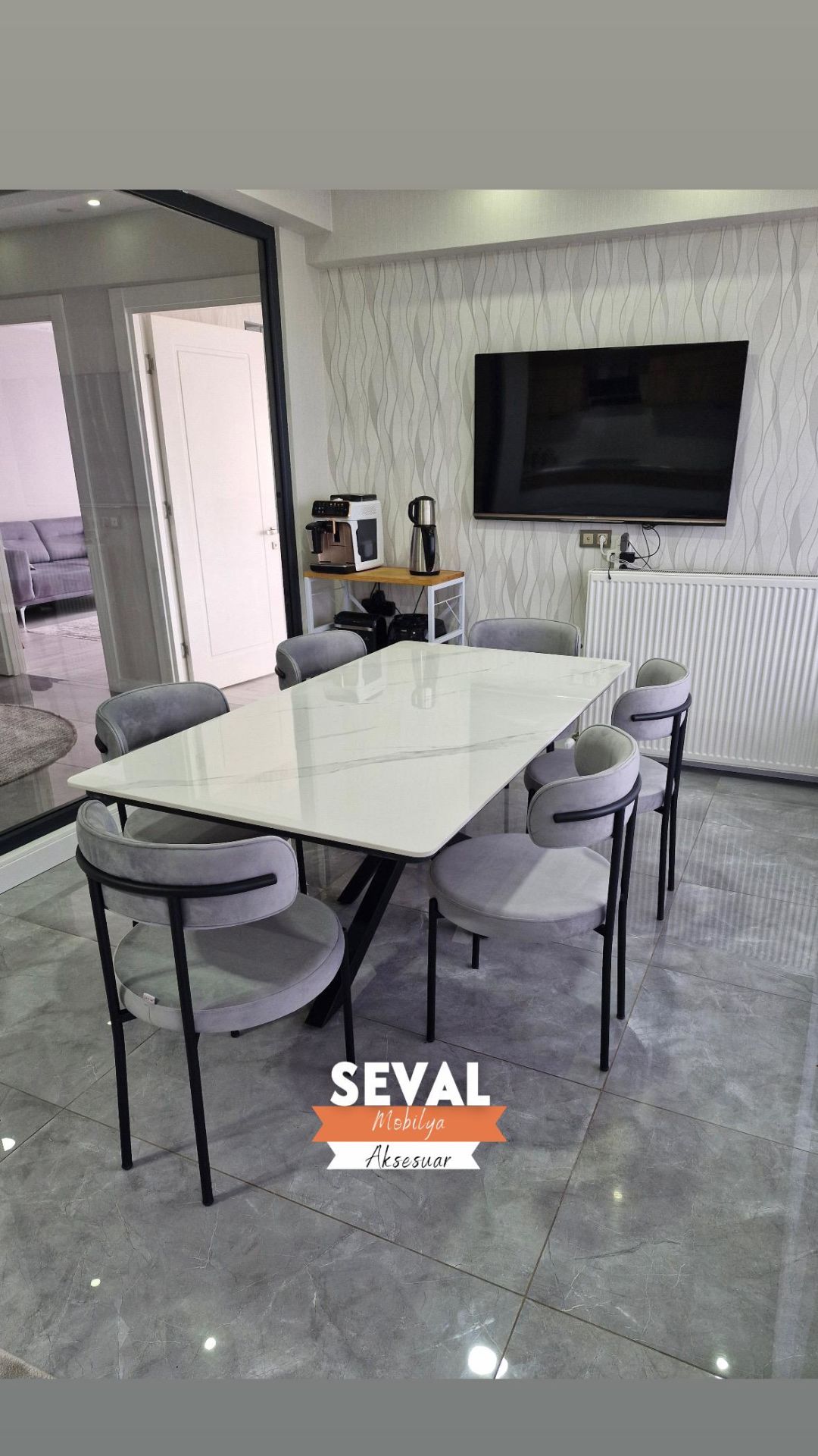 Porselen Örümcek Masa + Tedy Sandalye Takımı