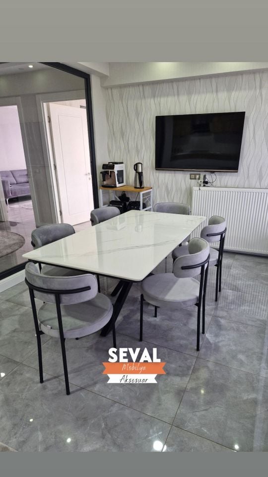 Porselen Örümcek Masa + Tedy Sandalye Takımı