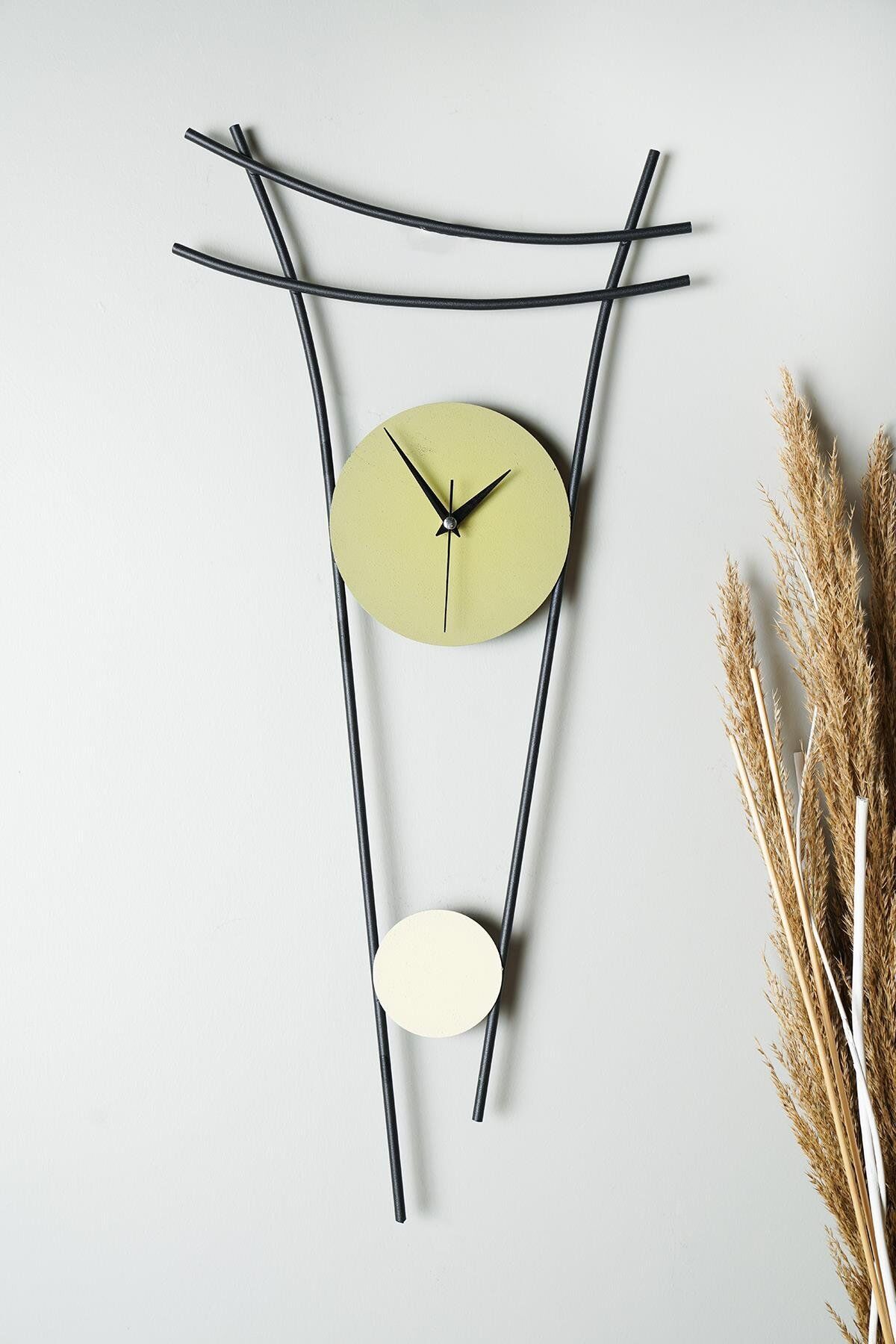 Heit Metal 73-34cm Dekoratif Duvar Saati