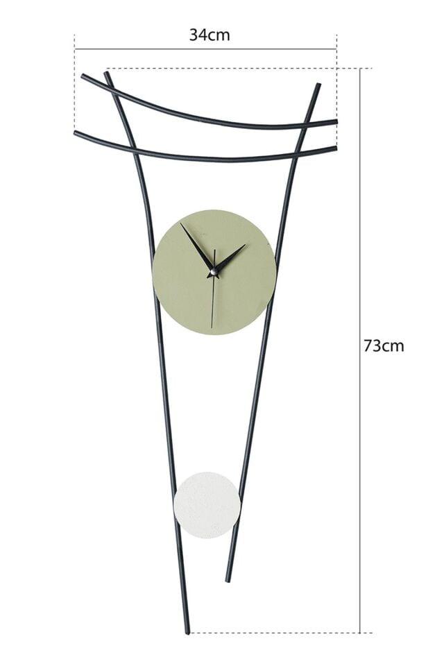 Heit Metal 73-34cm Dekoratif Duvar Saati