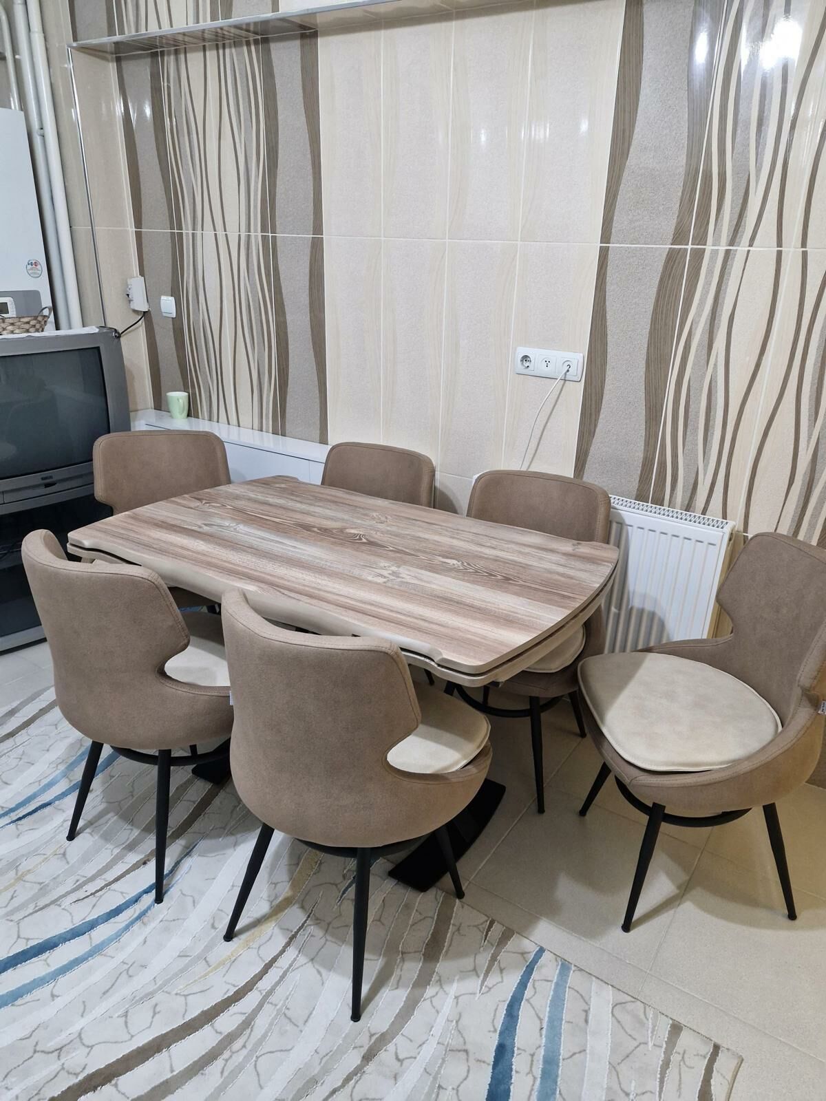 Kütük Gold Açılır Masa + Adasan Sandalye Takımı