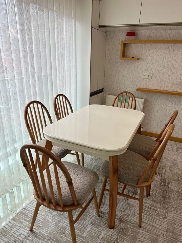 Krem Talha Masa + Amerikan Sandalye Takımı