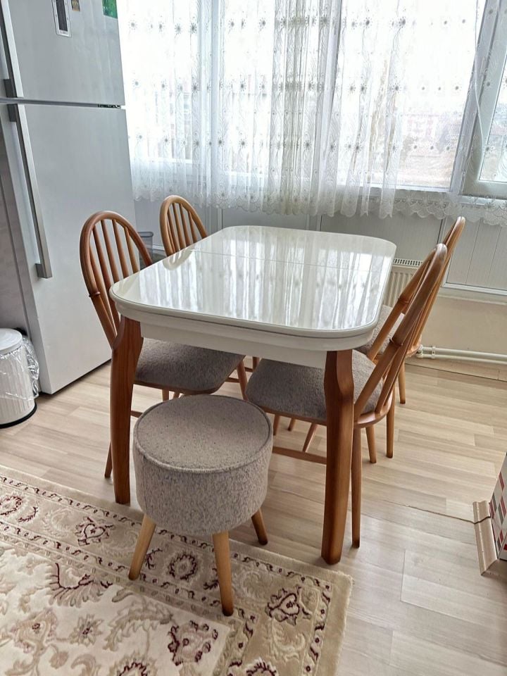 Krem Talha Masa + Amerikan Sandalye Takımı