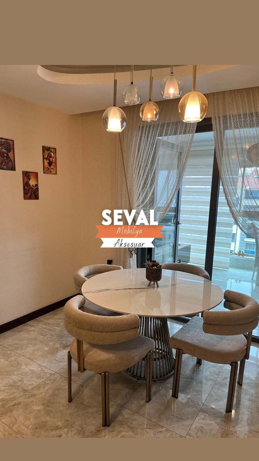 Porselen Pota Masa + Milano Sandalye Takımı