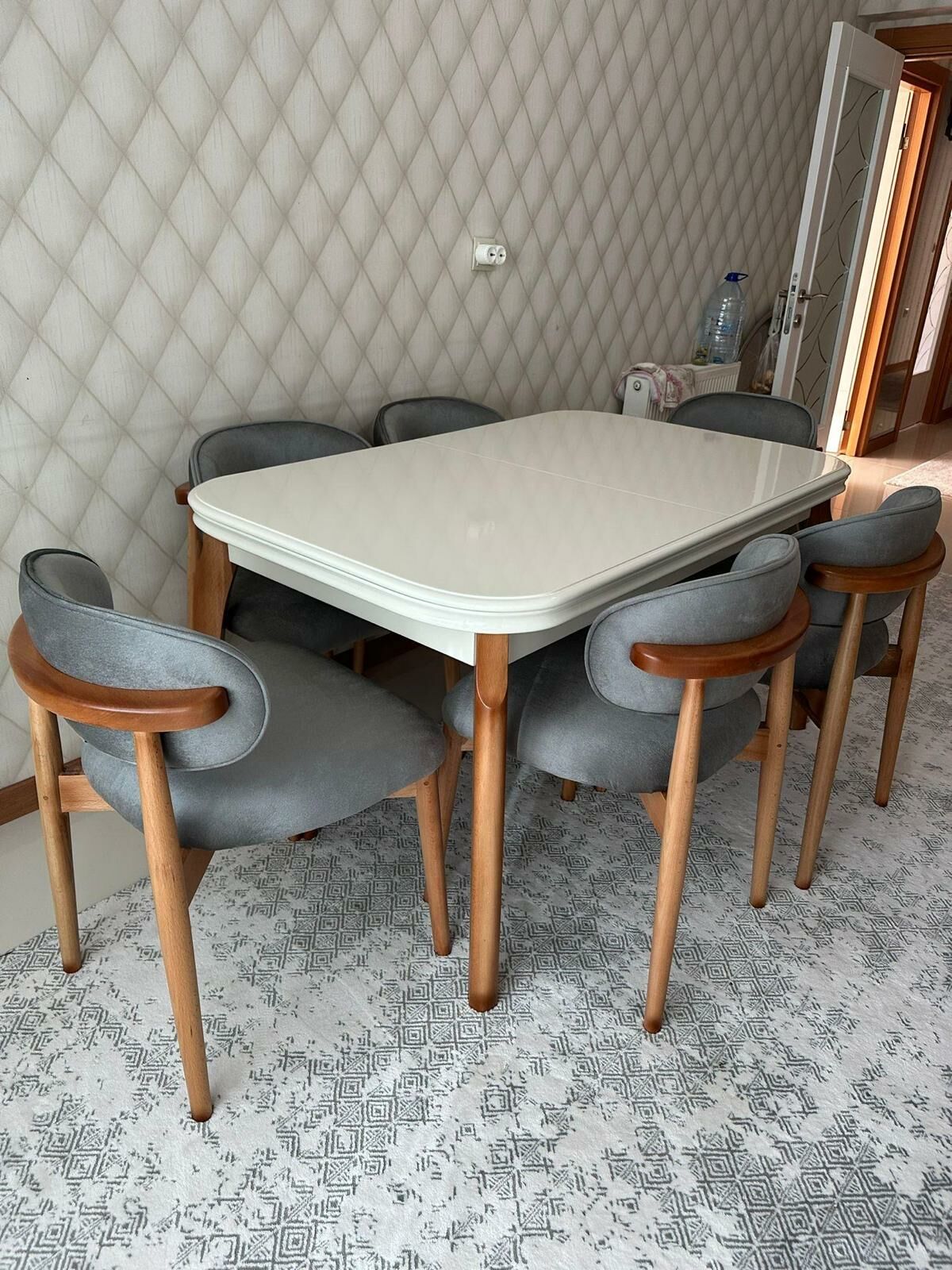 Krem Talha Masa + Polo Sandalye Takımı