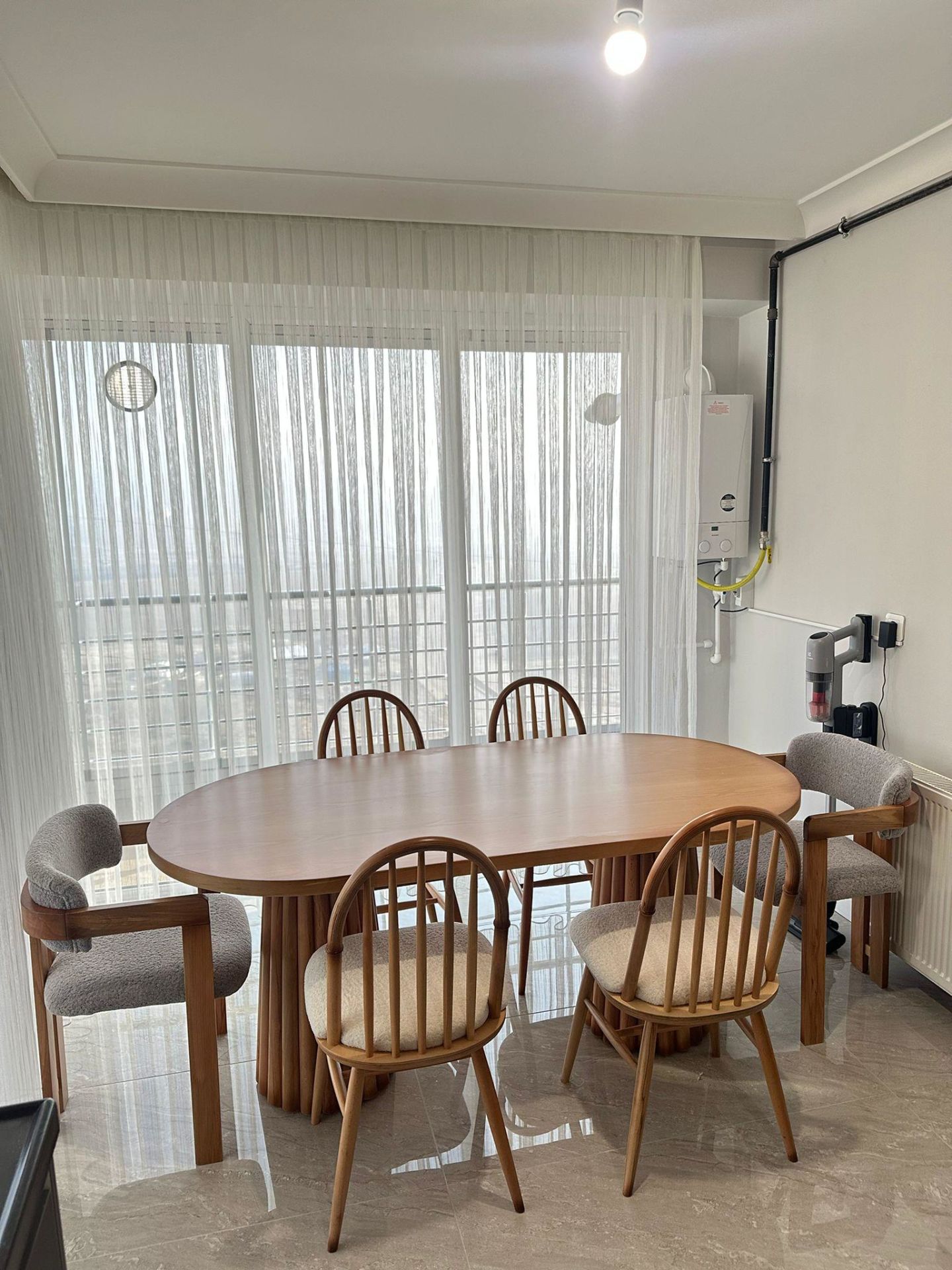 Naturel PTT Masa + T, Amerikan Sandalye Takımı