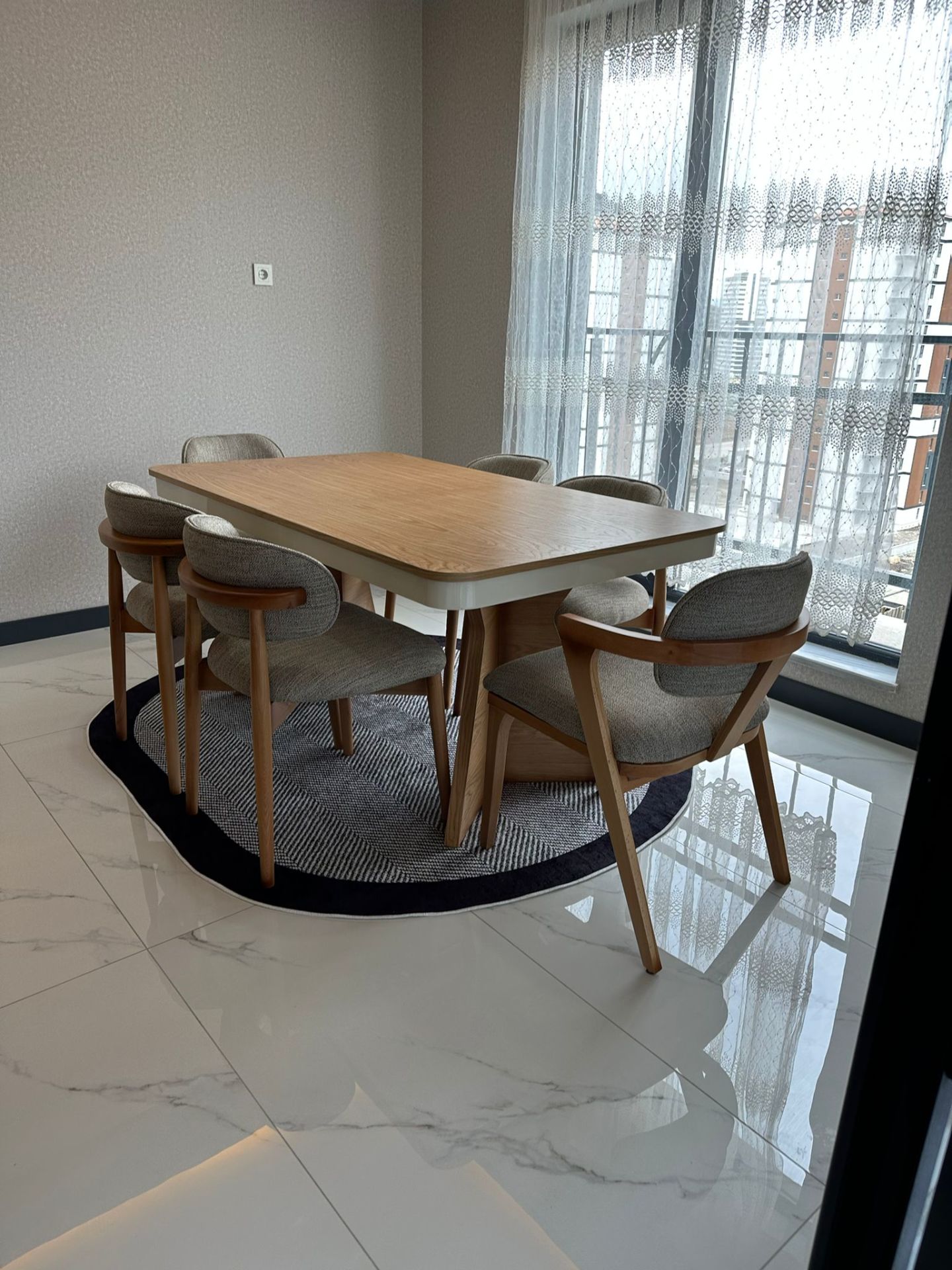 Naturel Hanzade Masa + Polo, Hanzade Sandalye Takımı