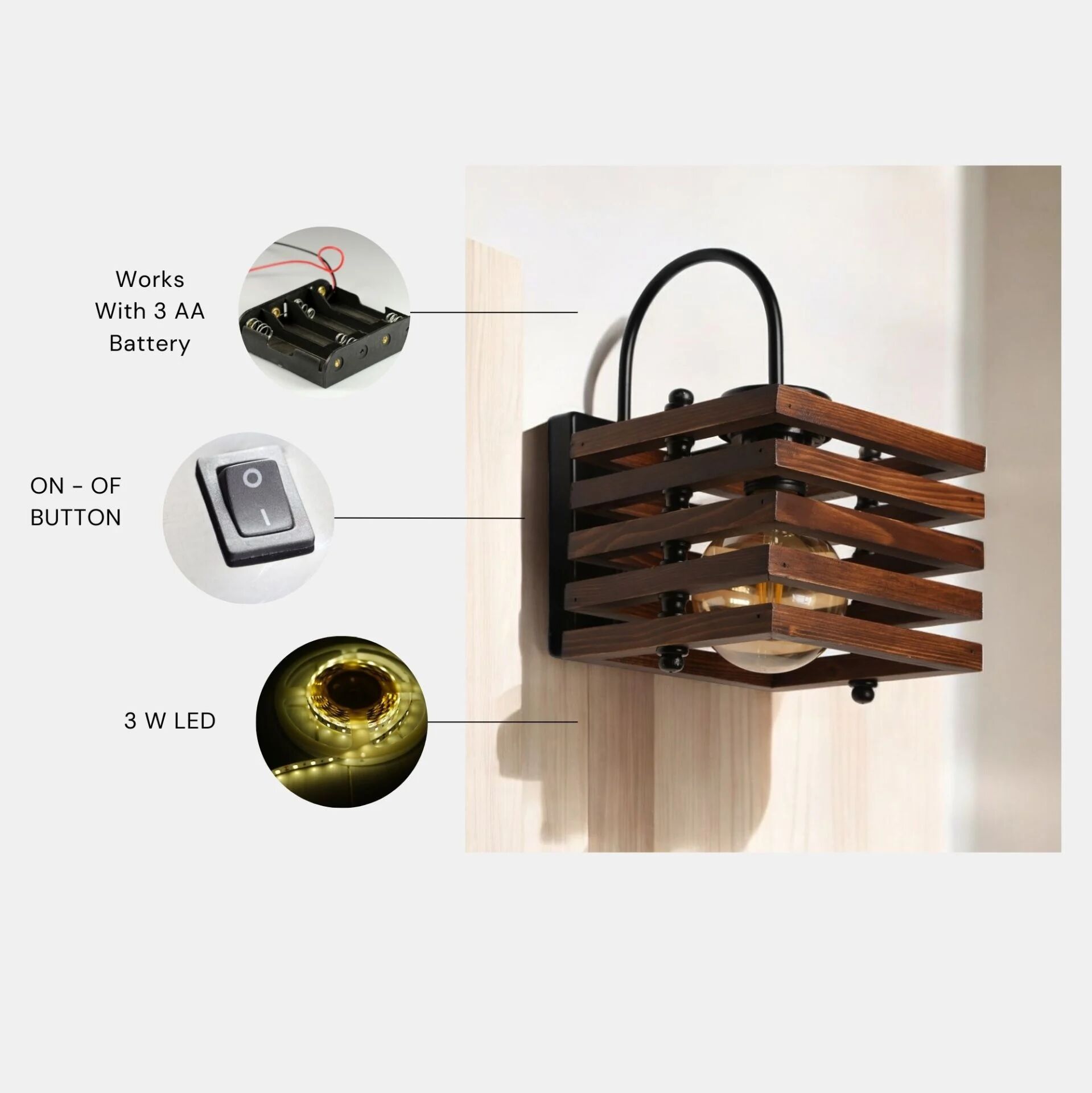 Avni Pilli Kare Ahşap Ceviz Aplik