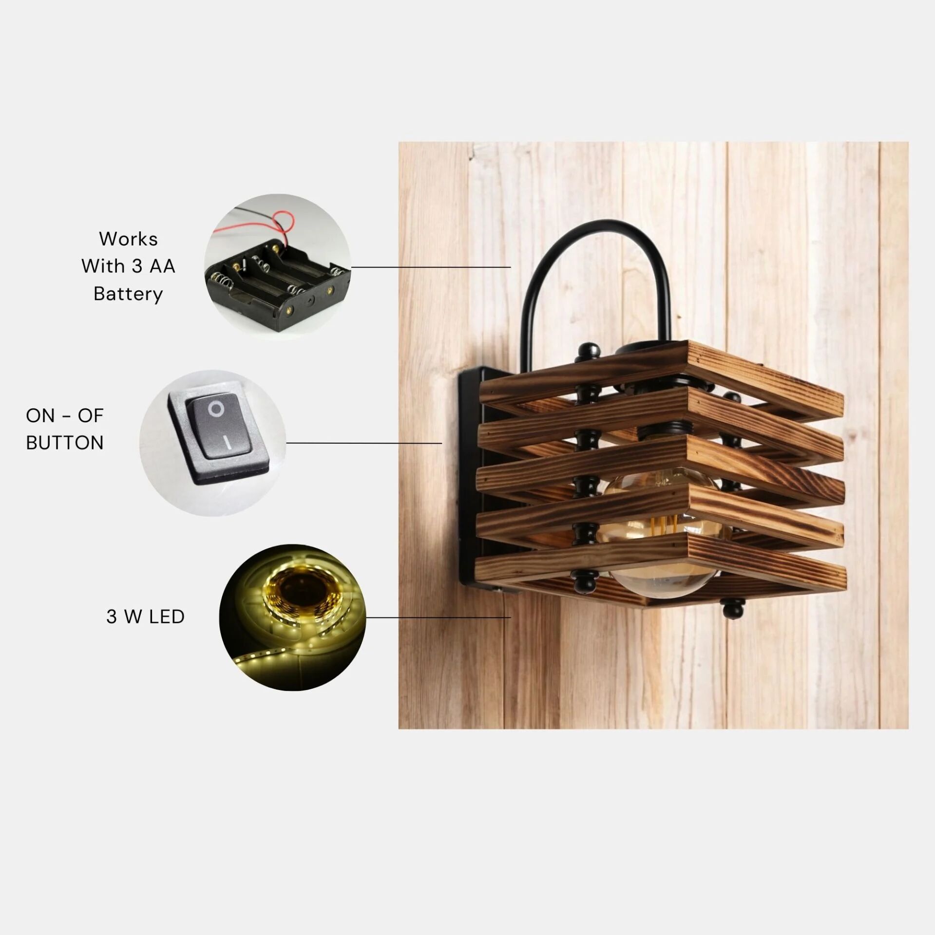 Avni Pilli Kare Ahşap Yanık Aplik