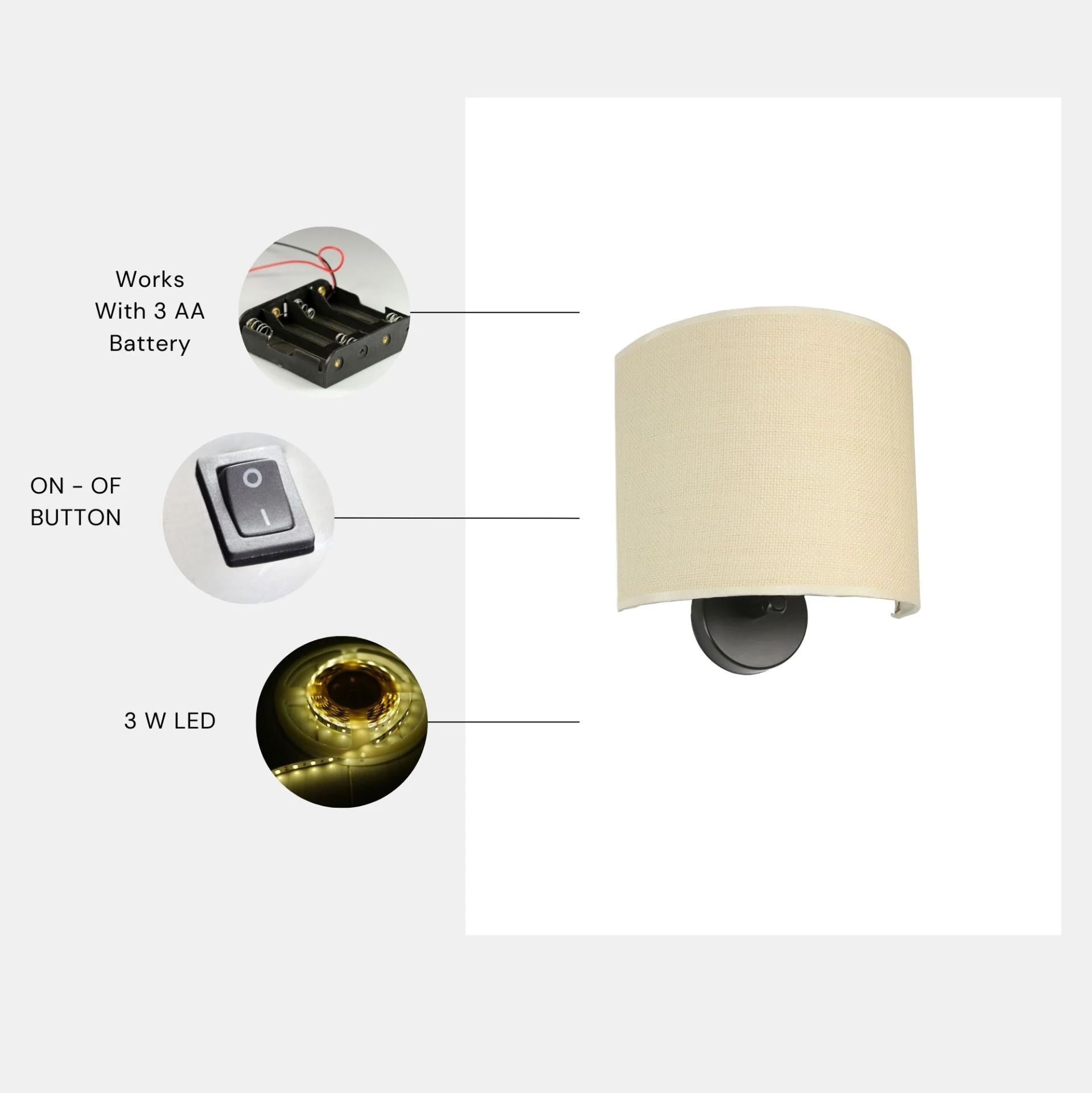 Bambu Pilli 05 Abajurlu Oval Aplik