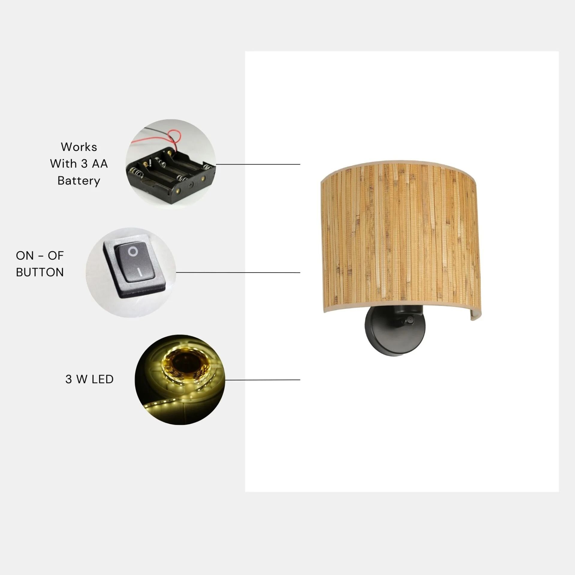 Bambu Pilli 07 Abajurlu Oval Aplik