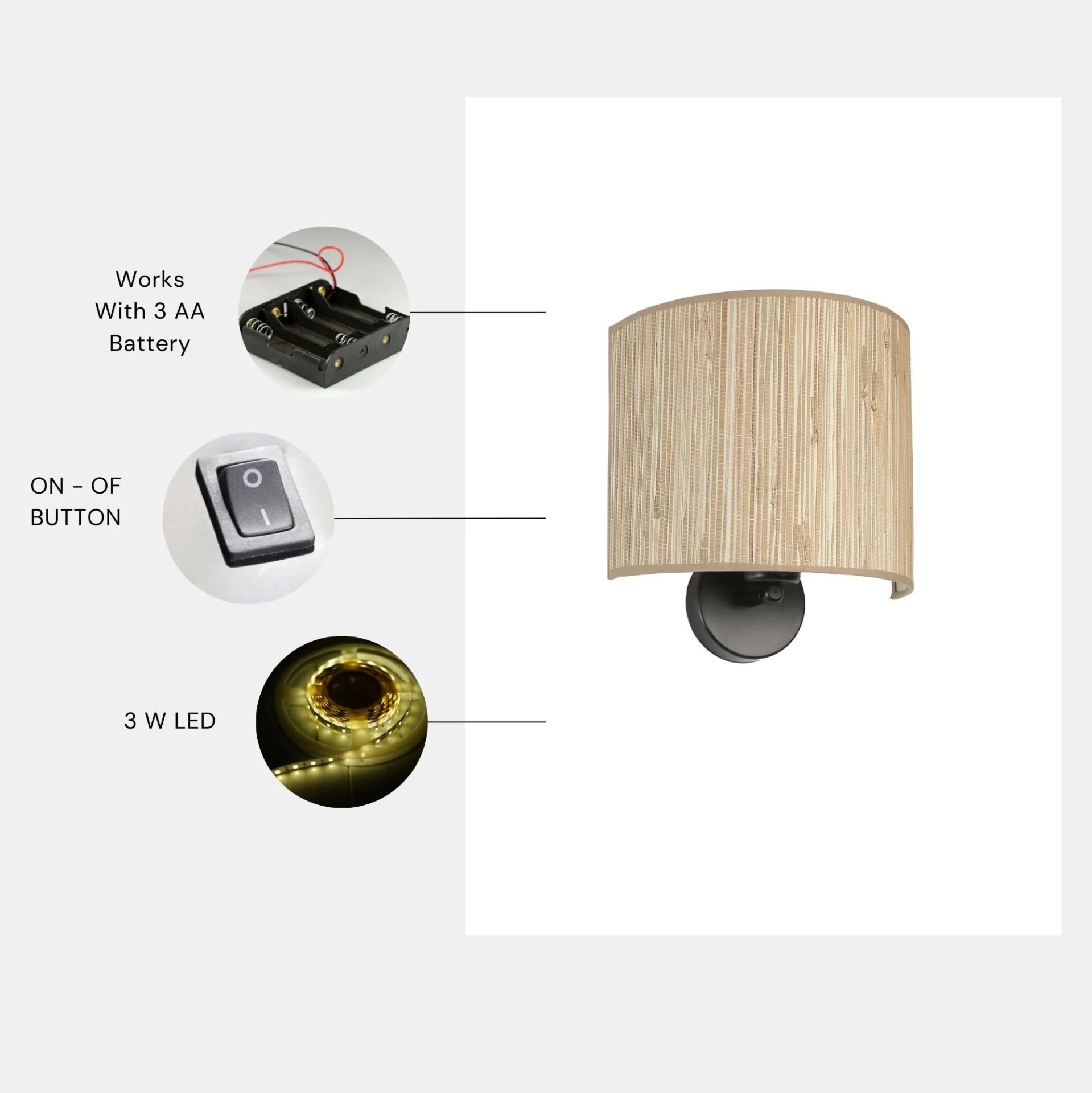 Bambu Pilli 09 Abajurlu Oval Aplik