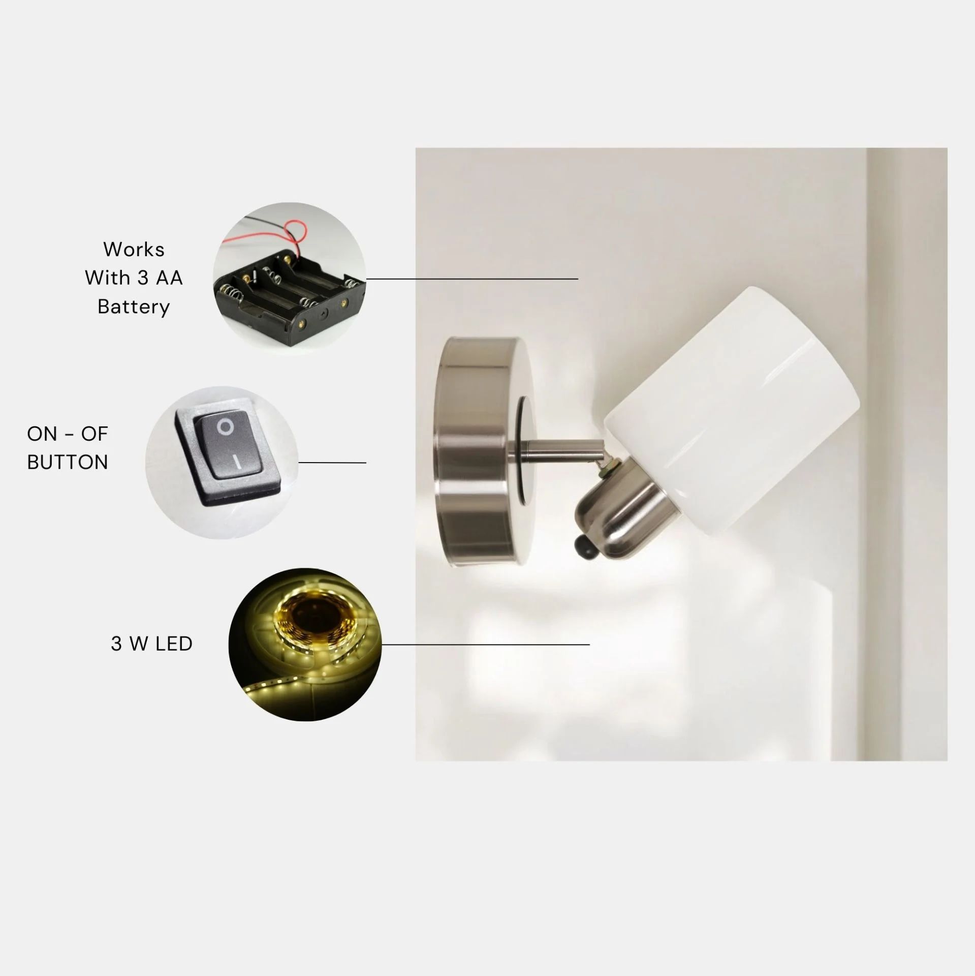 Nomi Pilli Tekli Mat Krom Beyaz Camlı Aplik